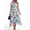 imagePRETTYGARDEN Cocktail Dresses for Women 2026 Summer Short Sleeve Floral Mesh Sheer Midi Party Wedding Guest DressFloral Blue Red