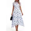 imagePRETTYGARDEN Cocktail Dresses for Women 2026 Summer Short Sleeve Floral Mesh Sheer Midi Party Wedding Guest DressFloral White Blue