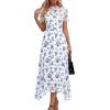 imagePRETTYGARDEN Cocktail Dresses for Women 2026 Summer Short Sleeve Floral Mesh Sheer Midi Party Wedding Guest DressFloral White Blue