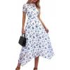 imagePRETTYGARDEN Cocktail Dresses for Women 2026 Summer Short Sleeve Floral Mesh Sheer Midi Party Wedding Guest DressFloral White Blue