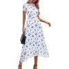 imagePRETTYGARDEN Cocktail Dresses for Women 2026 Summer Short Sleeve Floral Mesh Sheer Midi Party Wedding Guest DressFloral White Blue