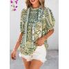 imagePRETTYGARDEN Floral Tops for Women Blouses Dressy Casual 2026 Summer Trendy Outfits Boho Pleated Short Sleeve ShirtsFloral Army Green