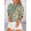 imagePRETTYGARDEN Floral Tops for Women Blouses Dressy Casual 2026 Summer Trendy Outfits Boho Pleated Short Sleeve ShirtsFloral Army Green