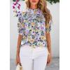 imagePRETTYGARDEN Floral Tops for Women Blouses Dressy Casual 2026 Summer Trendy Outfits Boho Pleated Short Sleeve ShirtsFloral Purple Pink