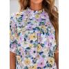 imagePRETTYGARDEN Floral Tops for Women Blouses Dressy Casual 2026 Summer Trendy Outfits Boho Pleated Short Sleeve ShirtsFloral Purple Pink