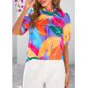 imagePRETTYGARDEN Floral Tops for Women Blouses Dressy Casual 2026 Summer Trendy Outfits Boho Pleated Short Sleeve ShirtsMulticolored Flower