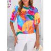 imagePRETTYGARDEN Floral Tops for Women Blouses Dressy Casual 2026 Summer Trendy Outfits Boho Pleated Short Sleeve ShirtsMulticolored Flower