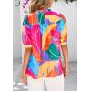 imagePRETTYGARDEN Floral Tops for Women Blouses Dressy Casual 2026 Summer Trendy Outfits Boho Pleated Short Sleeve ShirtsMulticolored Flower