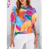 imagePRETTYGARDEN Floral Tops for Women Blouses Dressy Casual 2026 Summer Trendy Outfits Boho Pleated Short Sleeve ShirtsMulticolored Flower