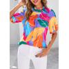 imagePRETTYGARDEN Floral Tops for Women Blouses Dressy Casual 2026 Summer Trendy Outfits Boho Pleated Short Sleeve ShirtsMulticolored Flower
