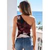 imagePRETTYGARDEN Going Out Tops for Women Floral Mesh Y2K Shirt 2026 Summer One Shoulder Asymmetrical Spring Vacation ClothesBlack Apricot Floral