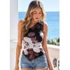 imagePRETTYGARDEN Going Out Tops for Women Floral Mesh Y2K Shirt 2026 Summer One Shoulder Asymmetrical Spring Vacation ClothesBlack Apricot Floral
