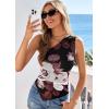 imagePRETTYGARDEN Going Out Tops for Women Floral Mesh Y2K Shirt 2026 Summer One Shoulder Asymmetrical Spring Vacation ClothesBlack Apricot Floral
