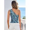 imagePRETTYGARDEN Going Out Tops for Women Floral Mesh Y2K Shirt 2026 Summer One Shoulder Asymmetrical Spring Vacation ClothesBrown Zebra Print