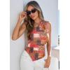 imagePRETTYGARDEN Going Out Tops for Women Floral Mesh Y2K Shirt 2026 Summer One Shoulder Asymmetrical Spring Vacation ClothesKhaki Leopard