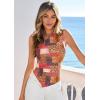 imagePRETTYGARDEN Going Out Tops for Women Floral Mesh Y2K Shirt 2026 Summer One Shoulder Asymmetrical Spring Vacation ClothesKhaki Leopard