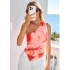 imagePRETTYGARDEN Going Out Tops for Women Floral Mesh Y2K Shirt 2026 Summer One Shoulder Asymmetrical Spring Vacation ClothesOrange Watercolor