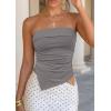 imagePRETTYGARDEN Going Out Tube Tops for Women Trendy Summer 2026 Asymmetrical Ruched Strapless Bandeau Shirts Spring ClothesDark Grey