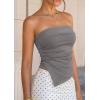 imagePRETTYGARDEN Going Out Tube Tops for Women Trendy Summer 2026 Asymmetrical Ruched Strapless Bandeau Shirts Spring ClothesDark Grey