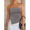 imagePRETTYGARDEN Going Out Tube Tops for Women Trendy Summer 2026 Asymmetrical Ruched Strapless Bandeau Shirts Spring ClothesDark Grey