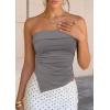 imagePRETTYGARDEN Going Out Tube Tops for Women Trendy Summer 2026 Asymmetrical Ruched Strapless Bandeau Shirts Spring ClothesDark Grey