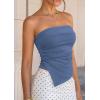 imagePRETTYGARDEN Going Out Tube Tops for Women Trendy Summer 2026 Asymmetrical Ruched Strapless Bandeau Shirts Spring ClothesDusty Blue