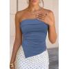 imagePRETTYGARDEN Going Out Tube Tops for Women Trendy Summer 2026 Asymmetrical Ruched Strapless Bandeau Shirts Spring ClothesDusty Blue