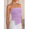 imagePRETTYGARDEN Going Out Tube Tops for Women Trendy Summer 2026 Asymmetrical Ruched Strapless Bandeau Shirts Spring ClothesPurple