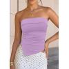 imagePRETTYGARDEN Going Out Tube Tops for Women Trendy Summer 2026 Asymmetrical Ruched Strapless Bandeau Shirts Spring ClothesPurple