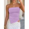 imagePRETTYGARDEN Going Out Tube Tops for Women Trendy Summer 2026 Asymmetrical Ruched Strapless Bandeau Shirts Spring ClothesPurple