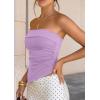 imagePRETTYGARDEN Going Out Tube Tops for Women Trendy Summer 2026 Asymmetrical Ruched Strapless Bandeau Shirts Spring ClothesPurple
