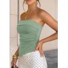 imagePRETTYGARDEN Going Out Tube Tops for Women Trendy Summer 2026 Asymmetrical Ruched Strapless Bandeau Shirts Spring ClothesSage Green