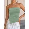 imagePRETTYGARDEN Going Out Tube Tops for Women Trendy Summer 2026 Asymmetrical Ruched Strapless Bandeau Shirts Spring ClothesSage Green