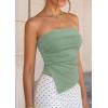 imagePRETTYGARDEN Going Out Tube Tops for Women Trendy Summer 2026 Asymmetrical Ruched Strapless Bandeau Shirts Spring ClothesSage Green