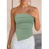 imagePRETTYGARDEN Going Out Tube Tops for Women Trendy Summer 2026 Asymmetrical Ruched Strapless Bandeau Shirts Spring ClothesSage Green