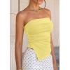 imagePRETTYGARDEN Going Out Tube Tops for Women Trendy Summer 2026 Asymmetrical Ruched Strapless Bandeau Shirts Spring ClothesYellow