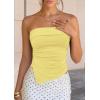 imagePRETTYGARDEN Going Out Tube Tops for Women Trendy Summer 2026 Asymmetrical Ruched Strapless Bandeau Shirts Spring ClothesYellow