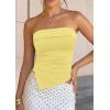 imagePRETTYGARDEN Going Out Tube Tops for Women Trendy Summer 2026 Asymmetrical Ruched Strapless Bandeau Shirts Spring ClothesYellow