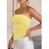 imagePRETTYGARDEN Going Out Tube Tops for Women Trendy Summer 2026 Asymmetrical Ruched Strapless Bandeau Shirts Spring ClothesYellow