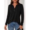 imagePRETTYGARDEN Long Sleeve Shirts for Women 2026 Spring Fashion Clothing Henley Tops Trendy Dressy Casual Blouses Work OutfitsBlack