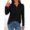 imagePRETTYGARDEN Long Sleeve Shirts for Women 2026 Spring Fashion Clothing Henley Tops Trendy Dressy Casual Blouses Work OutfitsBlack