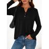 imagePRETTYGARDEN Long Sleeve Shirts for Women 2026 Spring Fashion Clothing Henley Tops Trendy Dressy Casual Blouses Work OutfitsBlack