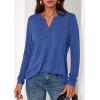 imagePRETTYGARDEN Long Sleeve Shirts for Women 2026 Spring Fashion Clothing Henley Tops Trendy Dressy Casual Blouses Work OutfitsBlue
