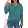 imagePRETTYGARDEN Long Sleeve Shirts for Women 2026 Spring Fashion Clothing Henley Tops Trendy Dressy Casual Blouses Work OutfitsBlue Green