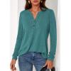 imagePRETTYGARDEN Long Sleeve Shirts for Women 2026 Spring Fashion Clothing Henley Tops Trendy Dressy Casual Blouses Work OutfitsBlue Green