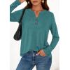 imagePRETTYGARDEN Long Sleeve Shirts for Women 2026 Spring Fashion Clothing Henley Tops Trendy Dressy Casual Blouses Work OutfitsBlue Green