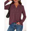 imagePRETTYGARDEN Long Sleeve Shirts for Women 2026 Spring Fashion Clothing Henley Tops Trendy Dressy Casual Blouses Work OutfitsBurgundy