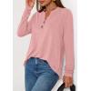 imagePRETTYGARDEN Long Sleeve Shirts for Women 2026 Spring Fashion Clothing Henley Tops Trendy Dressy Casual Blouses Work OutfitsCoral Pink