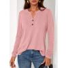 imagePRETTYGARDEN Long Sleeve Shirts for Women 2026 Spring Fashion Clothing Henley Tops Trendy Dressy Casual Blouses Work OutfitsCoral Pink