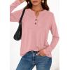 imagePRETTYGARDEN Long Sleeve Shirts for Women 2026 Spring Fashion Clothing Henley Tops Trendy Dressy Casual Blouses Work OutfitsCoral Pink